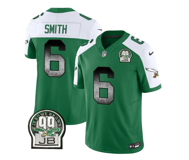 Men's Philadelphia Eagles #6 DeVonta Smith Green/White 2023 F.U.S.E. Throwback Vapor Untouchable Limited Football Stitched Jersey